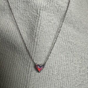 Kendra Scott Silver Necklace with Pink Heart Pendant